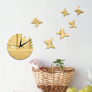 Butterfly Clock Wall Mirror