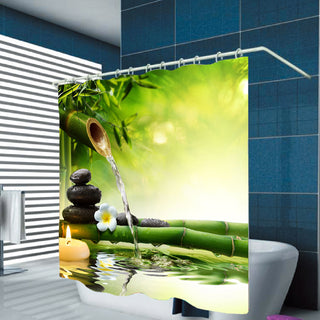 Stone Green Bamboo Bath Curtain