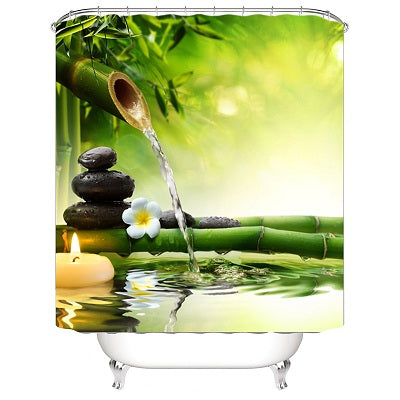 Stone Green Bamboo Bath Curtain